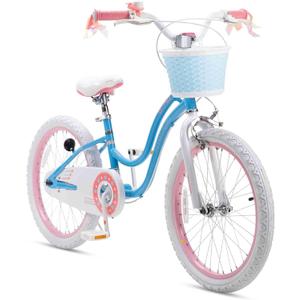 RoyalBaby Girls Bike with Training Wheels and Dual Handbrake, Stargirl Kids Bicycle 20 Inch Toddlers to Big Kids 7-13 Years, Sky Blue