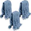 KLEEN HANDLER General Cleaning Mop Heavy Duty Commercial Replacement, Wet Industrial Blue Cotton Looped End String Head Refill (Pack of 3)
