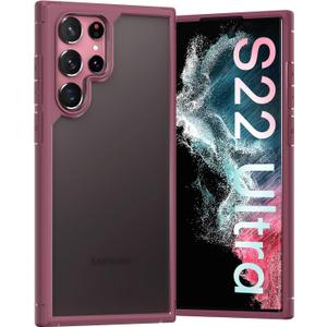 TOCOL for Samsung Galaxy S22 Ultra Case, Translucent Matte Hard Back [Military Grade Shockproof] [Anti-Scratch & Anti-Fingerprint] Slim Fit Protective Cover for Galaxy S22 Ultra Case 6.8'', Plum