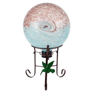 YELENEW 10" Diameter Garden Gazing Balls with Metal Stand(Blue Brown)