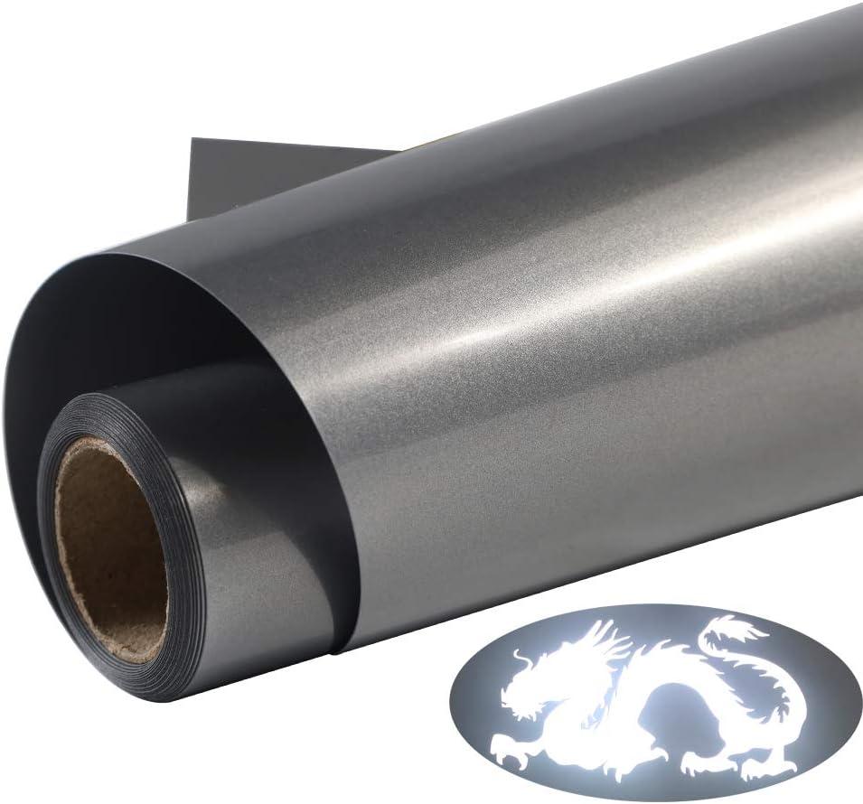 GYT Heat Transfer Vinyl Roll - Gold HTV Vinyl Adhesive Glossy Iron on Vinyl for T Shirt (Reflective Dark Gray, 12inch x 7 feet)