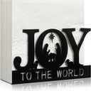 Nuogo Christmas Napkin Holder for Tables Joy Nativity Black Metal Cocktail Napkin Holder Vintage Tissue Paper Dispenser for Storage Farmhouse Restaurant Kitchen Party