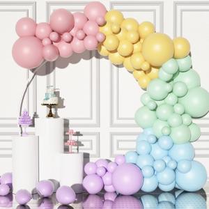 Pastel Balloon Garland Arch Kit with 122pcs Easter Balloons in 5/10/12/18 different sizes, Macaron perfect for Birthday Party, Graduation,rainbow Decoration and Easter balloons (pastel balloons)