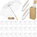 Aodaer 23 Pack Clear Wedding Umbrella Bulk with Foldable Storage Box Transparent Auto Open Foldable Umbrellas Windproof Travel Umbrella for Outdoor Activities, Wedding Anniversary Photography