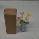 Handmade Ceramic Flowers, A Set of Porcelain Artificial Flower Leaf w/A Blue Vase for Living Room, Bedroom, Office Decor. No Assembly Required