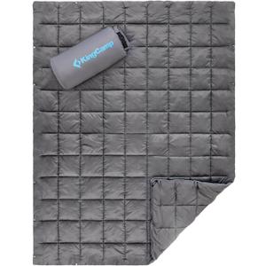 KingCamp Down Camping Blanket - Lightweight, Multifunctional Quilt for Camping with Snap Button, Portable for Stadium, Travel, Airplane, Picnic, Indoor & Outdoor, Provides Warmth (69" x 53", Gray)