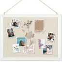 DOLLAR BOSS Bulletin Boards with Linen 1-Pack 16''X 12'' Double-Sided Cork Board for Walls Wood Framed Bulletin Boards, Small Pin Board for Home Kitchen Office Decorative Hanging 10 Pushpins (White)