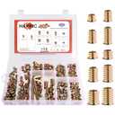 191 PCS Threaded Inserts for Wood, 1/4"-20, 5/16"-18, 3/8"-16 Wood Threaded Inserts Furniture Screws, Threaded Insert Assortment with Hex Wrench