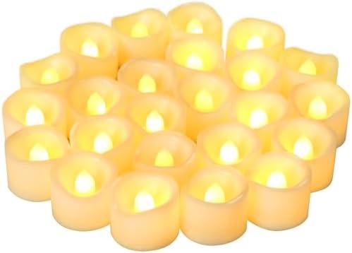 CANDLE CHOICE Battery Operated Flameless Tea Lights Realistic Flickering Long Lasting LED Votive Tealight Candles for Halloween Thanksgiving Christmas Wedding Decorations Battery Included 24 Pack