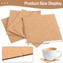 100 PCS Self-Adhesive Cork Sheets 4 x 4 Inch Squares Cork Coasters Square Corks Board Backing for DIY Crafts, Drinks and Home Tabletop Decoration