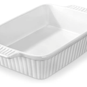 MALACASA 4.4 QT Baking Dish, 9x13 Large Casserole Dish for Oven, Ceramic Baking Pan, Rectangular Lasagna Pan Deep with Handles for Baking, Durable Microwave Oven Safe, Wedding Gift,White, Series BAKE-BAKE 