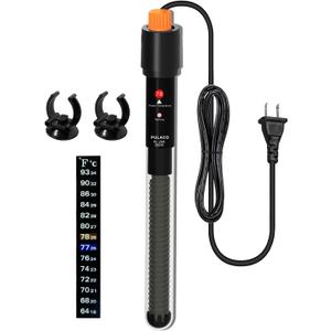 2 x PULACO 300Watt Aquarium Heater for 50-70 Gallon Fish Tank, Adjustable Submersible Heater Thermostat with Thermometer Strip and Suction Cup