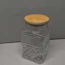 Large Glass Jar with Wood Lid and Spoon 60 OZ Square Thick Glass Storage Jars Airtight Lids Clear Decorative Vintage Canister for Food Candy Cookie Sugar Coffee Nuts Snack Dog Treat