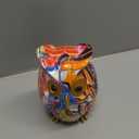 Owl Decor Colorful Graffiti Owl Figurine Resin Modern Art Sculpture, Collectible Owl Statue Home Decor for Living Room Bookshelf Office Desktop, Unique Gift for Owl Lovers