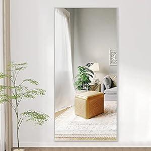 NeuType 47"x22" Full Length Mirror Aluminum Alloy Frame Dressing Mirror for Bathroom/Bedroom/Living Room/Dining Room/Entry, Wall Mounted or Leaning Against Wall, Silver (No Stand)