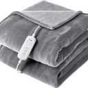 2025 Flannel Heatting Blanket, 50"x60" Soft Electric Blanket with 8 Heating Levels & 10H Timing Auto Shutdown, Quick Heating in 3 Minutes, Overheating Protection, Machine Washable, Gray