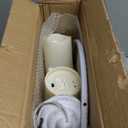 Battery Operated Outdoor Candle Chandelier - White Metal Globe Hanging Pendant Light with 3 Flameless Candles, 12.6" Waterproof Lights for Gazebo, Pergola, Garden, Porch & Backyard