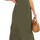 Naggoo Women Summer Sleeveless Long Sun Dress 2026 Casual Split Midi Beach Vacation Dress with Pockets (Green, L)