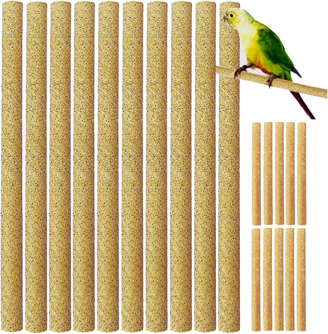 40Pcs Sand Perch Covers for Bird - Bird Perch Covers 7.5" Long x 3/8" Diameter Bird Perches for Parakeets, Lovebirds, Parrotlets, Canaries and Other Small Birds (Yellow, 40pcs 7.5" x 0.43")