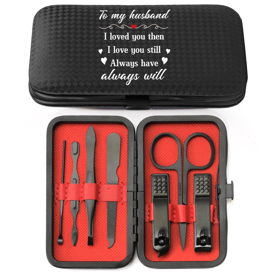 Husband Valentines Day Gifts,Sentimental Birthday Christmas Mens Gifts Stocking Stuffers for Husband from Wife Anniversary Personalized Gift Christmas Nail Clippers Manicure Kit for Men Pedicure Tools