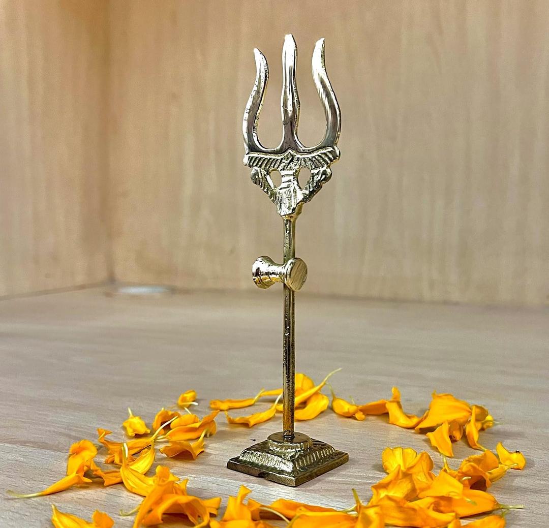 Craftsofindia Brass Trishul for Pooja  5.5 Inch Hindu Trident for Home Temple & Spiritual Dcor | Mahadev Shiva Trishool for Puja & Protection