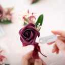 Ling's moment Boutonniere for Men, 6pcs Groom Groomsmen Boutonniere, Artificial Flowers for Wedding Decor/Prom/Homecoming, etc.Marsala Dusty Rose