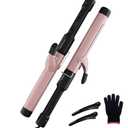 MegaWise Pro 1 1/4 inch Ceramic Barrel Hair Curling Iron, 60s PTC Fast Heating Tech, Anti-Scald Insulated Grip &Tip, Auto Shut Off and 360 Swivel Cord, 2 Clips and Heat-Resistant Glove Included