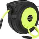 Flexzilla Retractable Enclosed Plastic Air Hose Reel, 3/8 in. x 50 ft., Heavy Duty, Lightweight, Hybrid, ZillaGreen - L8250FZ