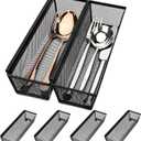 Smgmg Silverware Drawer Organizer, Silverware Organizer for Drawer, 6 Pack Utensil Organizer for Kitchen Drawers, Kitchen Drawer Organizer for Large Utensils with Interlocking Arm (9.6 * 3 * 2 inch) (Black)