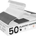 SONGMICS Pack of 50 Coat Hangers, Heavy-Duty Plastic Hangers, Clothes Hangers, White and Dark Gray UCRP020W02