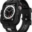 GELISHI Bands Compatible for Apple Watch Band 41mm 40mm 38mm, Men Sport Rugged Band with Protective Case for Watch Series 9 8 7/Series 6 SE 5 4 3 (Black)