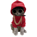 QWINEE 3Pcs Dog Hoodie Cat Apparel Dog Custume Set with Necklace and Sunglasses Pet Clothes for Puppy Small Medium Dogs Cats Red, Size: XL