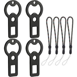 4-Pack Portable Metal Bottle Openers with Lanyard for Outdoor Enthusiasts,Bartender,Kitchen,Home, Restaurant, Graduations, Anniversaries Bar & Parties (Black)