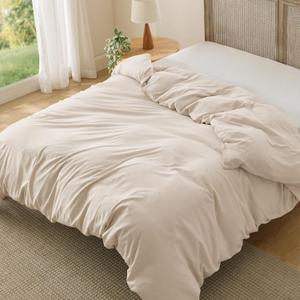 Bedsure Oat Milk Duvet Cover King Size Only - Prewashed Cotton-Like Polyester Extra Soft All Season Bedding, Includes 1 Duvet Cover 104x90 Inches with Zipper Closure, (No Comforter)