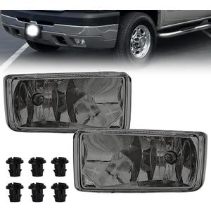 Fog Lights Assembly Compatible with 2007-2015 Chevy Silverado, Suburban, Tahoe, 2007-2013 Avalanche, Truck Fog Lamp Replacement Smoked Lenes