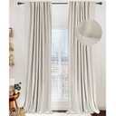 Linen Textured Total Blackout Curtains for Bedroom 90 Inches Long, Grey | 100% Blackout Shield, Back Tab/Rod Pocket Living Room Drapes, Thermal Insulated Blackout Curtains 2 Panels Set, 50"W x 90"L
, Cream