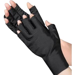 SUBAY UV Gloves for Gel Nails, Fingerless Gloves with UPF 50+ Protection for Manicures, Nail Art, Professional Protective Shield Glove Protect Hands from UV Light Harm, Black