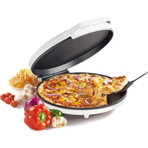 Betty Crocker Pizza Maker Plus, 12" Indoor Electric Grill, Nonstick Griddle Pan for Pizzas, Quesadillas, Tortillas, Nachos and more, 12" Electric Griddle for Delicious Meals and Snacks, White (Full Size)