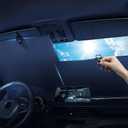 Retractable Windshield/Rear Sun Shade with Size-Adjustable - Large Auto Visors Sunshade Fits Windshields of Various Models with Suction Cups, Block UV Rays & Sun Heat (1 Set