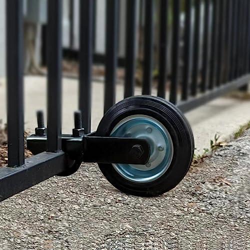 Dawod Gate Wheel for Metal Swing Gate with 1-5/8" Thru 2-1/8" Gate Frames, Gate Support Wheel for Chain Link Fence, Prevent Gate from Dragging, Black(1 Pack)