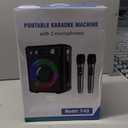 VOSOCO Karaoke Machine, Portable Bluetooth Karaoke Speaker with 2 Wireless Microphones, PA System for Adults Kids with LED Lights & Echo Adjustment, Supports TWS/TF/USB/AUX for Home Party (T03-2 MICS)