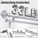 Silver Double Curtain Rods for Windows 120 to 170 Inch, 1" Adjustable Decorative Crystal Extra Long Dual Curtain Rod, Heavy Duty Vintage Double Drapery Pole with Silver Foil Finials