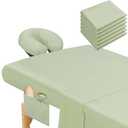Mixweer 9 Pcs 3 Set Microfiber Massage Table Sheets Set Bulk Includes Flat Sheet, Fitted Sheet with Pocket, Face Rest Cover(Green)