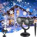 Christmas Projector Lights Outdoor - 2024 Upgraded Double Head Brighter Waterproof LED Snowflake Projector Lights for Outdoor & Indoor Parties, Garden, Patio, and Christmas Decorations