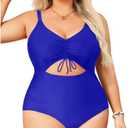 Daci Women Plus Size Cutout One Piece Swimsuits Tummy Control Bathing Suits V Neck Monokini Swimwear Size 20W