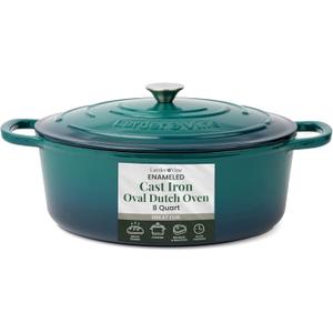 Larder & Vine Enameled Cast Iron Dutch Oven | 8 Qt Bread Baking Pot with Lid | Compatible on All Cooktops & Oven Safe to 500F | Great for Sourdough Bread | Bondi