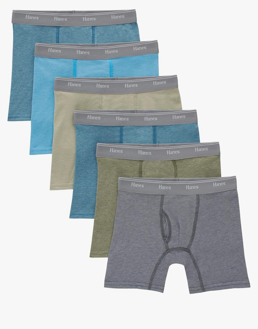 Hanes boys Originals Boxer Briefs, Stretch Cotton Underwear, Assorted, 6-Pack, Size L