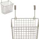 Spectrum Hanging Baskets for Organizing (Large, Satin Nickel) - Grid Over the Cabinet Wire Basket for Kitchen or Bathroom - Door Hanging Storage Organizer for Cleaning Supplies, Washcloths, & Towels