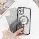 NITITOP Compatible with iPhone 12 Case Cute Clear Glitter [Compatible for MagSafe] Plating Heart Sparkle Bling Magnetic Girl Women Electroplated Frame Camera Protection Back Cover - Black