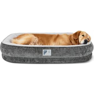 Dog Beds Large Sized Dog,Orthopedic Bed with Removable Cover&Non-Slip Bottom Couch Bed with Four-Sided Bolster Grey L